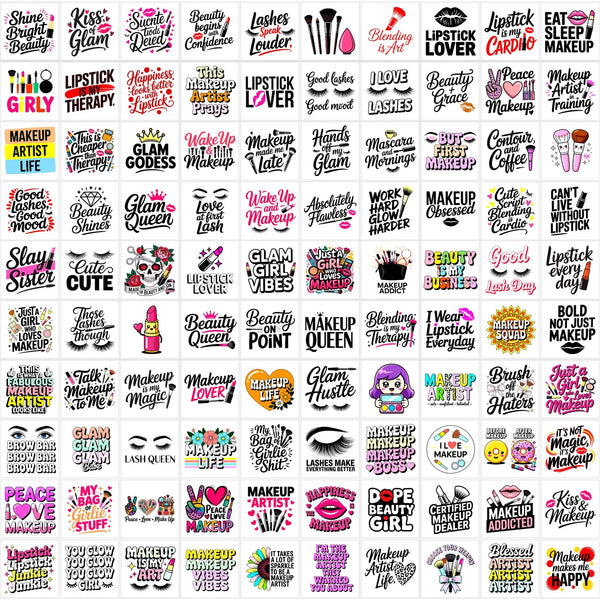 Beauty T-Shirt Designs for Print-On-Demand | Glam Apparel PNG Bundle