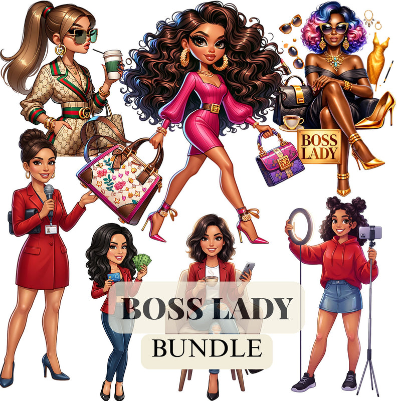 Boss Lady Clipart Bundle | 500 PNG Designs for T-Shirts, Mugs & POD