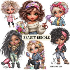 Beauty T-Shirt Designs for Print-On-Demand | Glam Apparel PNG Bundle