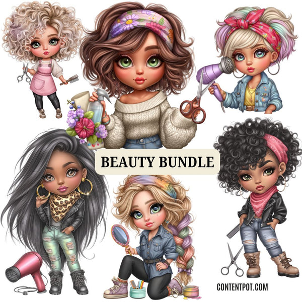 Beauty T-Shirt Designs for Print-On-Demand | Glam Apparel PNG Bundle
