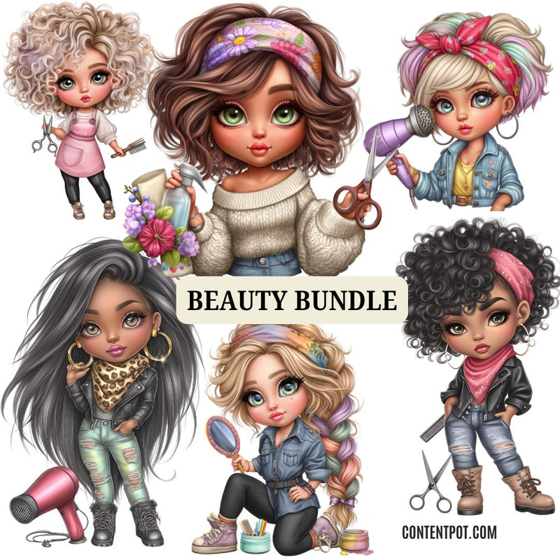 Beauty T-Shirt Designs for Print-On-Demand | Glam Apparel PNG Bundle