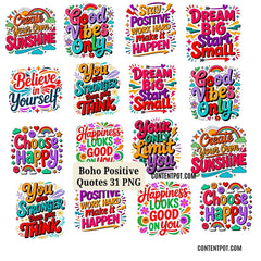 Motivational Clipart Designs | 500 Inspirational Quote PNGs  | Instant Download