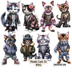 200 Adventure Cats Clipart Designs | Cute Cat Apparel PNG Bundle