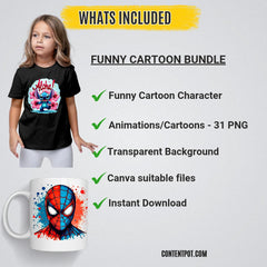 250+ Funny Cartoon Character PNG Bundle | Heroes, Villans & Princess Cartoon  Designs