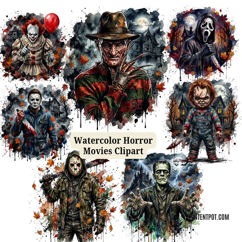 500 Halloween Horror Movies Clipart Designs PNG | Halloween Clipart Bundle for Sublimation & Print on Demand
