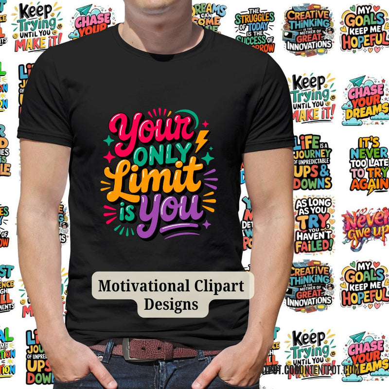 Motivational Clipart Designs | 500 Inspirational Quote PNGs  | Instant Download