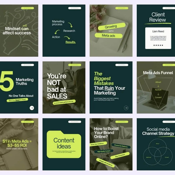 500 Business Instagram Post & Carousel Templates | Canva Social Media Pack