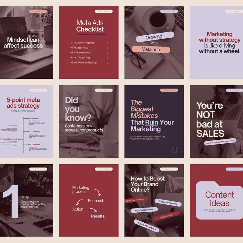 500 Business Instagram Post & Carousel Templates | Canva Social Media Pack
