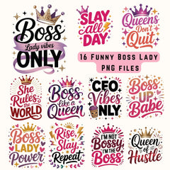 Boss Lady Clipart Bundle | 500 PNG Designs for T-Shirts, Mugs & POD