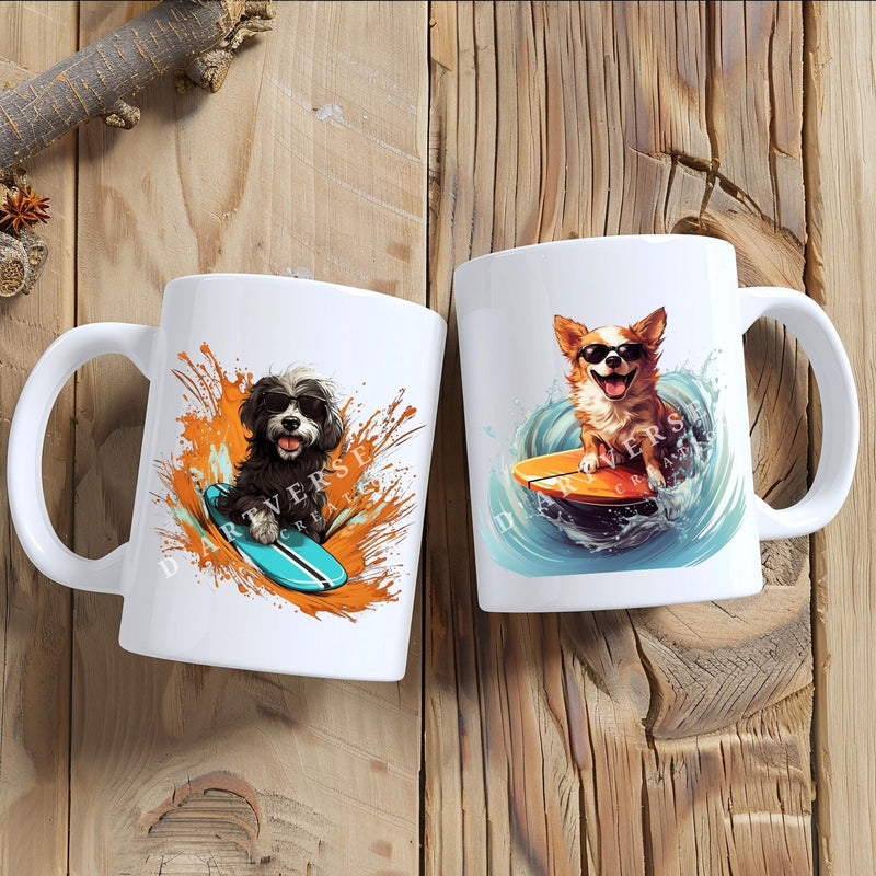 400 Summer Dogs PNG | Surf Beach Dog  |T-Shirt Design Bundle