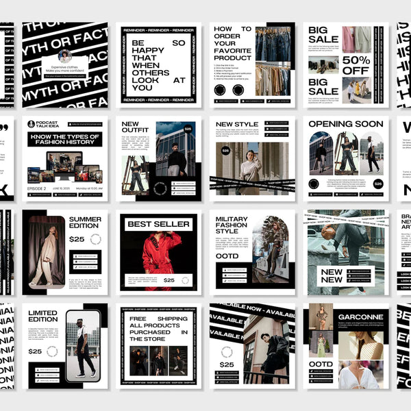 1000 Fashion Instagram Post & Carousel Templates | Canva Social Media Pack
