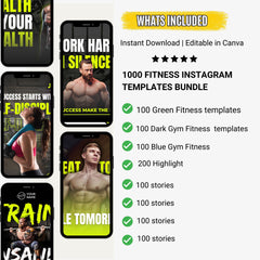 700+ Fitness Instagram Posts Templates | Gym & Personal Trainer Canva Social Media Pack