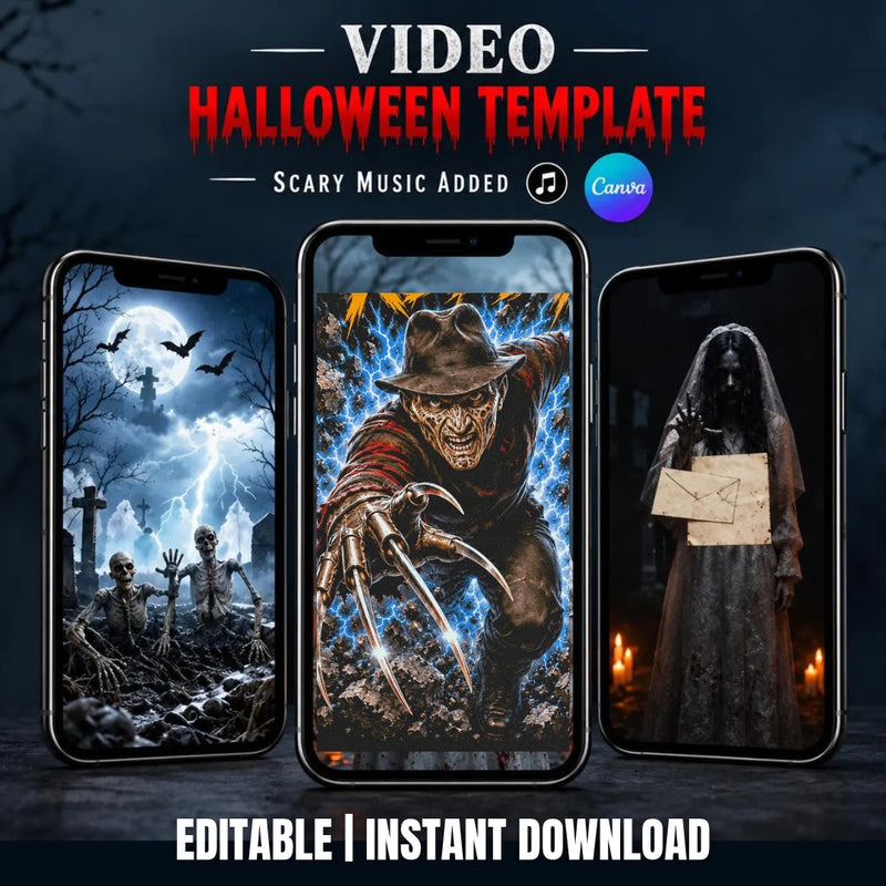 Halloween Party Video Invitations | Editable | Horror Movie, Vampire, Witch Themes