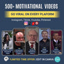 A collection of 500 high-quality motivational video clips featuring entrepreneurs, business success, fitness training, and mindset inspiration, perfect for content creators, social media, and YouTube.