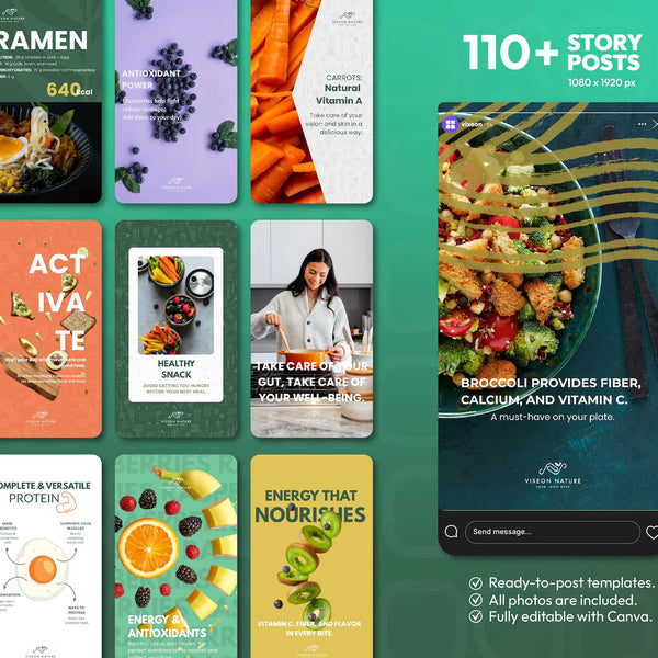 1000 Diet Instagram Post Carousel Templates | Canva Social Media Pack