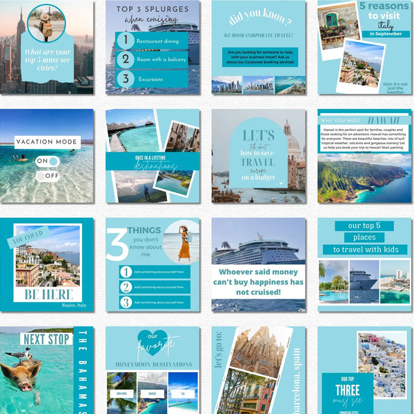 1000 Travel Instagram Post & Carousel Templates | Canva Social Media Pack